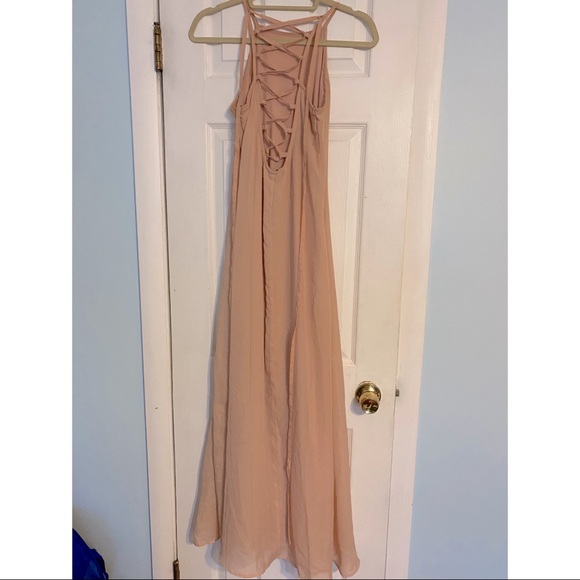 Pale Pink Maxi Dress with Stringy Back | Size S - Picture 2 of 3